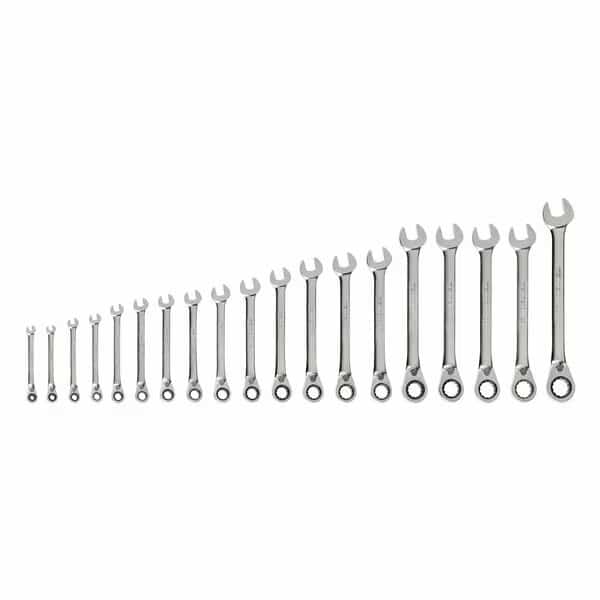Reversible 12-Point Ratcheting Combination Wrench Set, 19-Piece (6-24 mm)
