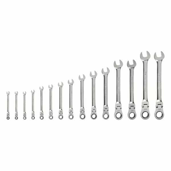 Flex Head 12-Point Ratcheting Combination Wrench Set, 15-Piece (1/4-1 in.)