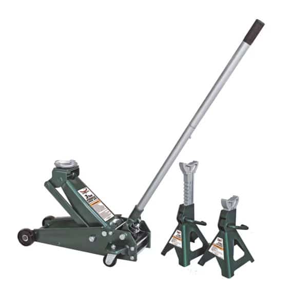 Floor Jack and Stand Kit, Steel, 3 Ton Capacity