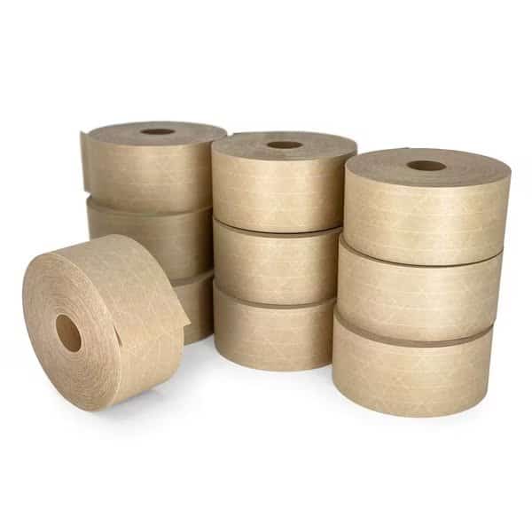 Gummed Kraft Sealing Tape, 3" Core, 2.75" x 450 Ft., Kraft, Rolls, PK10