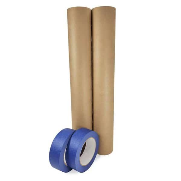 18in x 60 yd Masking Paper and 1 1/2in x 60 yd Painters Masking Tape, for Covering, 2PK