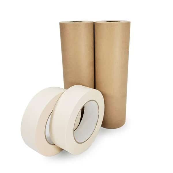 9in x 60 yd Masking Paper and 1 1/2in x 60 yd GP Masking Tape, for Covering, 2PK