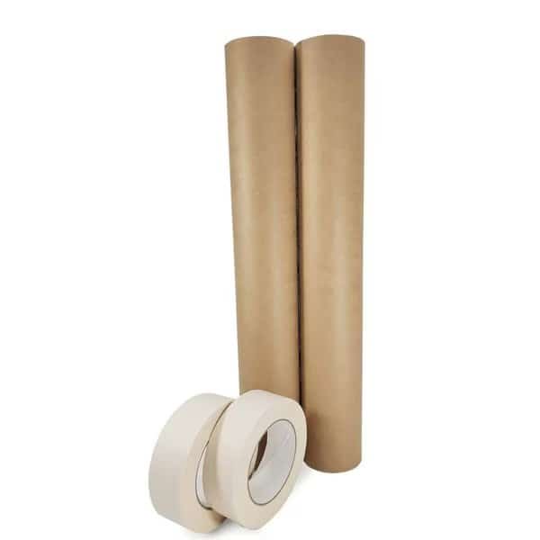 18in x 60 yd Masking Paper and 1 1/2in x 60 yd GP Masking Tape, for Covering, 2PK