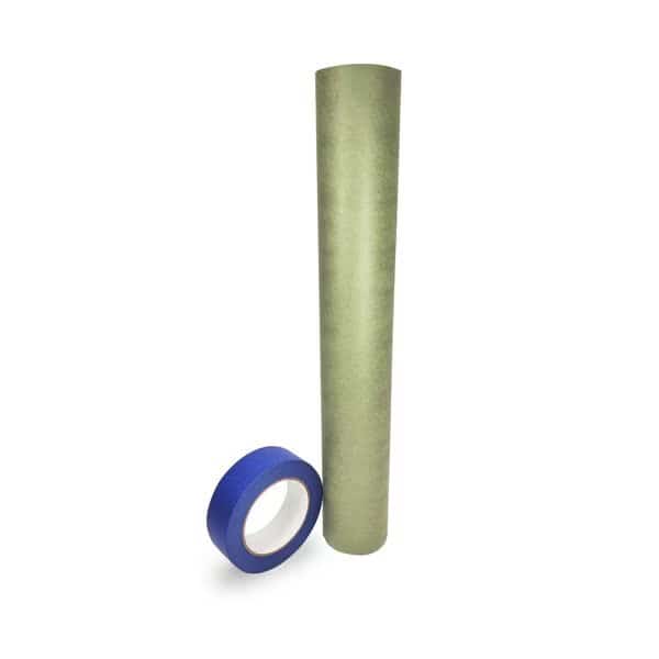 18 x 60 yd Green Masking Paper and 1 1/2 x 60 yd Painters Tape Set of 1 Each for Covering
