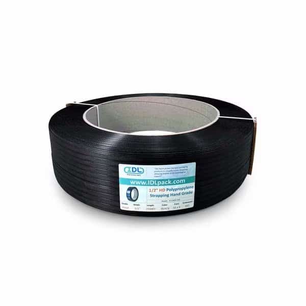 1/2" Polypropylene Strapping, 7200 Ft., 16"x6" Core, Black, Idl Packaging, Mfr#: H-12600-166