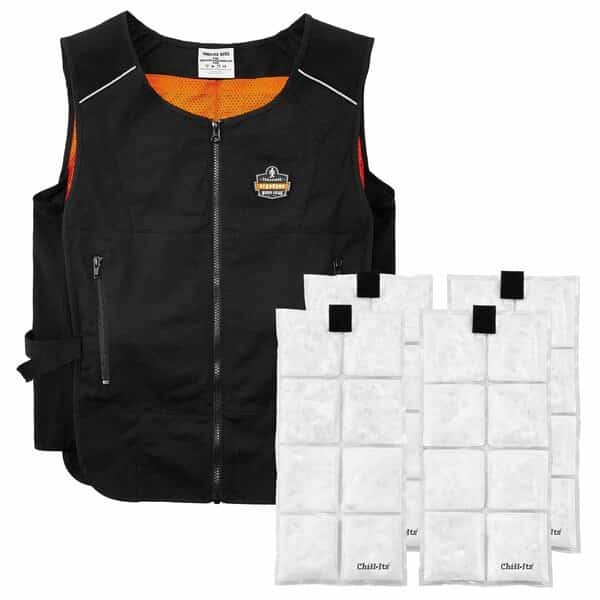 2XL/3XL Black Lightweight Phase Change Cooling Vest and Packs