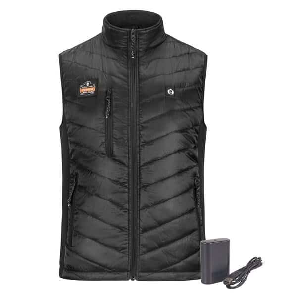 Rechargeable Heated Vest with Battery, Black, Size 3XL