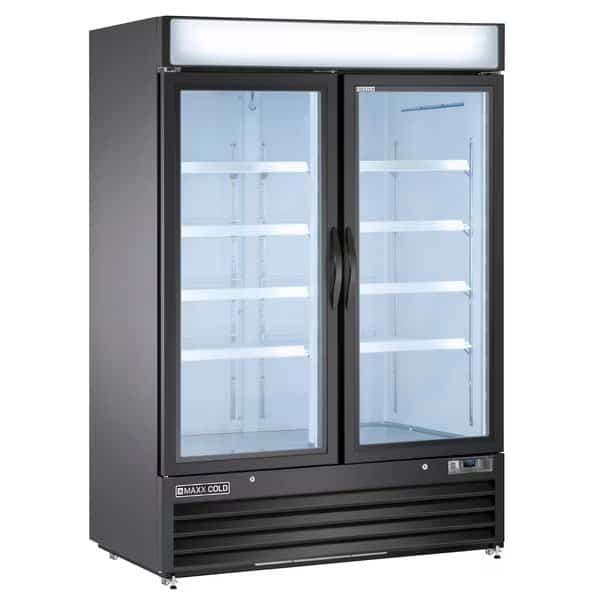 Freezer 48 cu.ft., Double Door, Commercial Merchandiser, Black/Glass