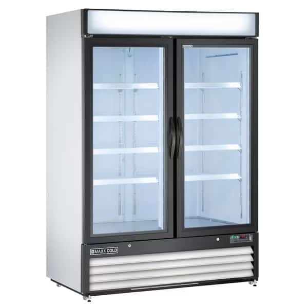 Refrigerator 48 cu.ft., DBL Door, Commercial Merchandiser, White/Glass
