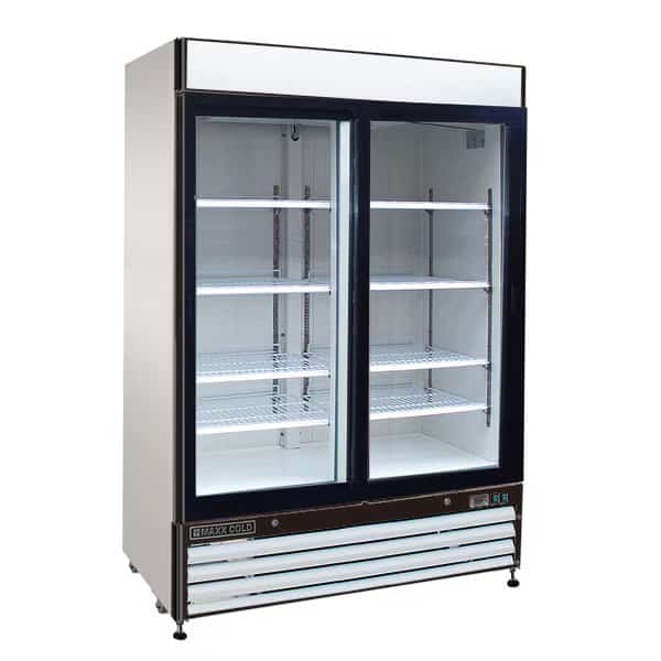 Refrigerator 48 cu.ft., DBL Slide Dr, Comm. Merchandiser, White/Glass