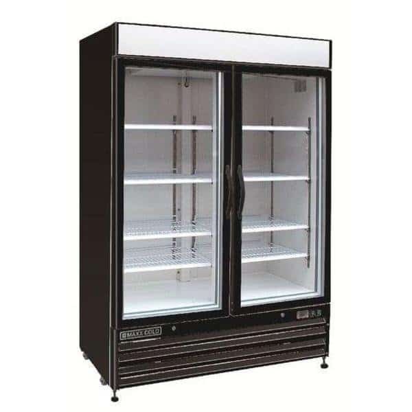 Refrigerator 48 cu.ft., DBL Slide Dr, Comm. Merchandiser, Black/Glass