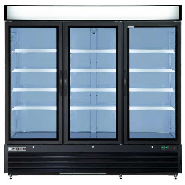 Refrigerator 72 cu.ft., 3 Door, Comm. Merchandiser, Black/Glass