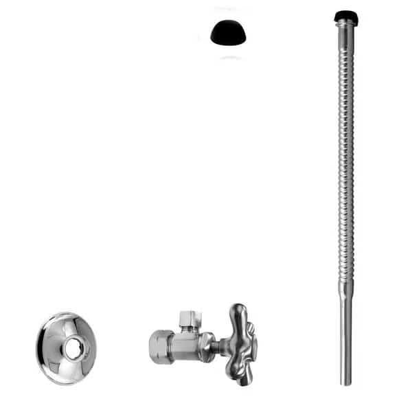 Supply Kit, 5/8" OD x 3/8" OD x 12" Corrugated in Polished Chrome