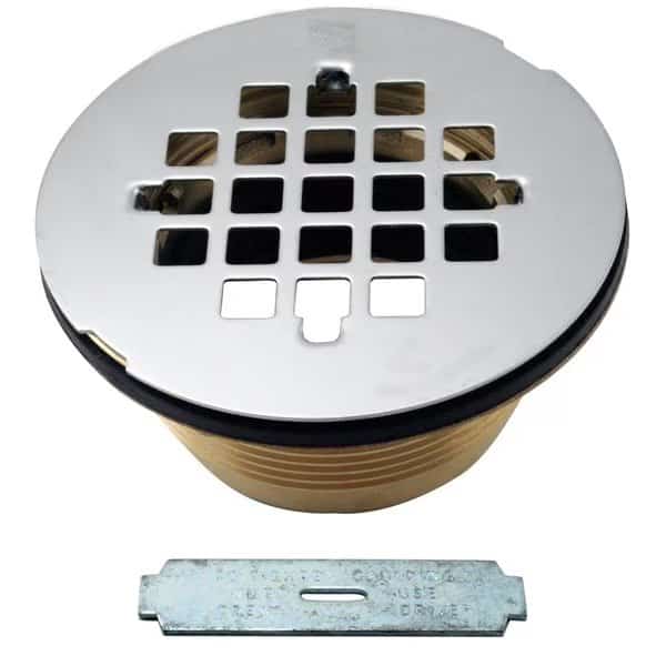 Brass Body Compression Shower Drain W/ Grid in Polished Chrome