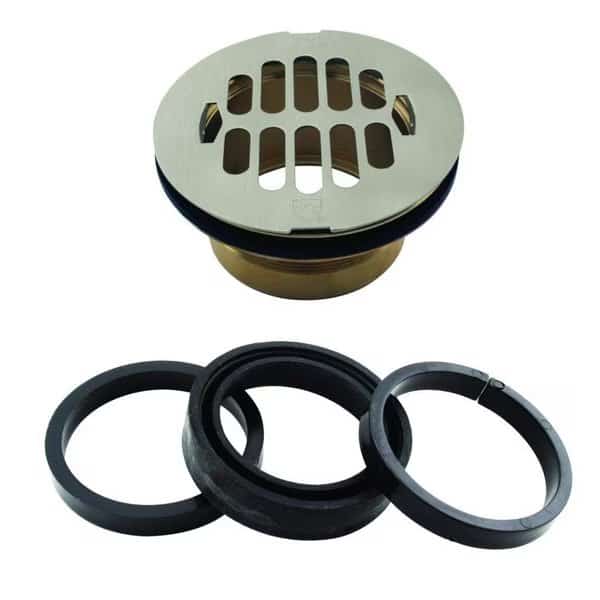 Brass Body Swedge-Lock Shower Drain W/ Grid in Satin Nickel
