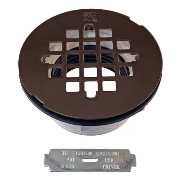 2" PVC Shower Drain Assembly and Grid in Oil Rubbed Bronze