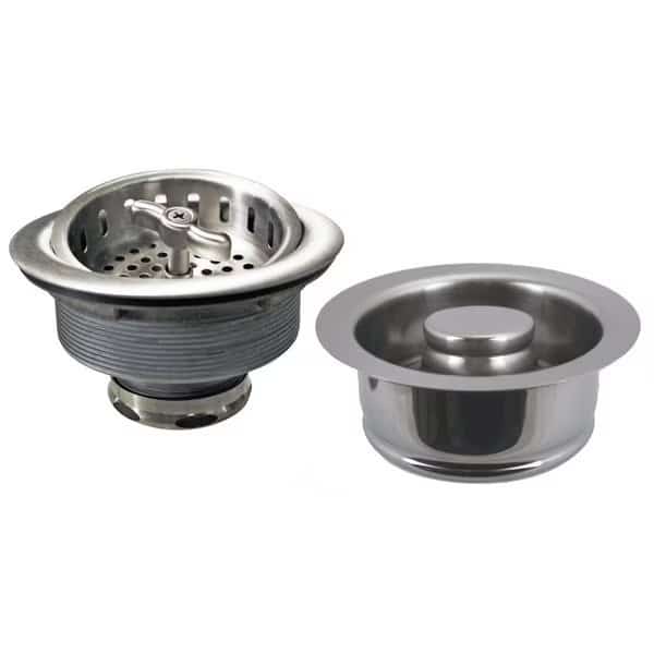 Wing Nut Style Large Kitchen Basket Strainer W/ InSinkErator Style Disposal Flange & Stopper in Oil