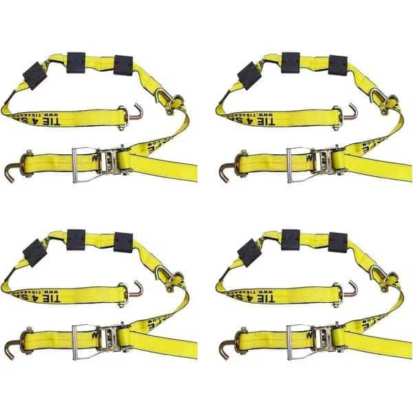 2" x 10' Auto Transport Tie Down w/ J Hooks, WLL: 3, 333 lbs., PK4