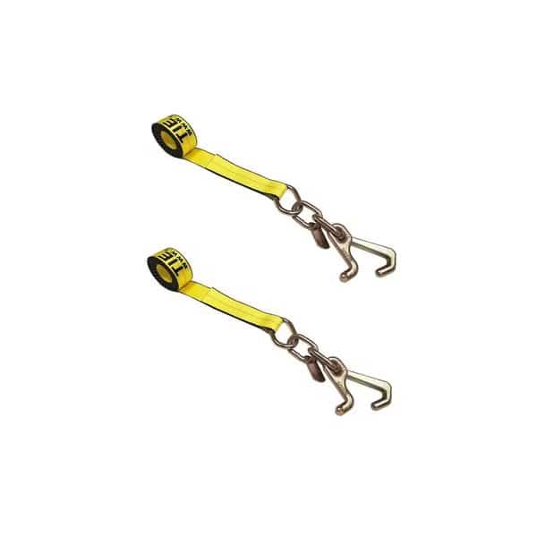 2" x 10' Tie Down Strap w/ TJ Cluster Hook for Wrecker Tow Truck Auto Hauling, 2PK