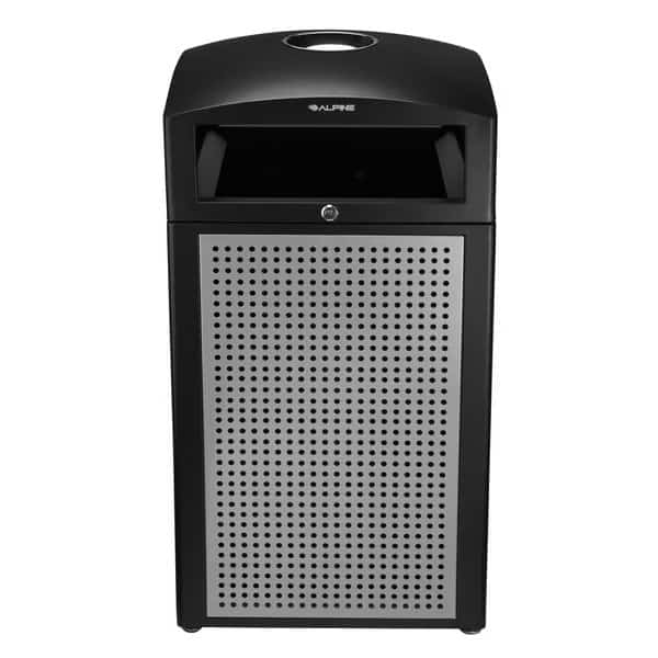 40 Gal. Steel All-Weather Outdoor Commercial Trash Can, Ash Tray Lid