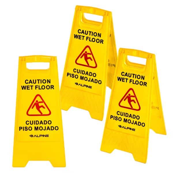 24" Caution Wet Floor Sign, PK3, Alpine Industries, Mfr#: 499-3