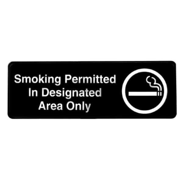 Smoking Permitted in Designated Areas Only Sign, 3x9, PK15