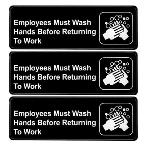 9"x 3"Employees Must Wash Hands Before Returning To Work, PK15