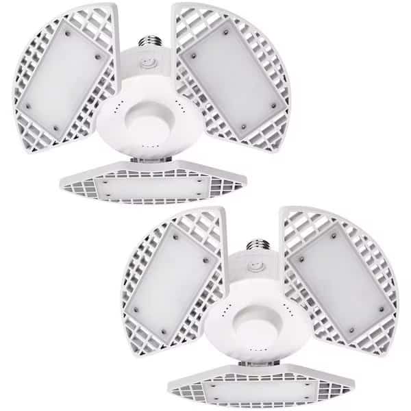 Deformable LED Garage Light Bulbs 80W 8000LM 5000K Bright White 3 Adjustable Panel E26 Base 2-Pack, Luxrite, Mfr#: LR42350-2PK