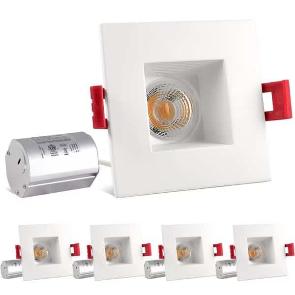 2 Inch Square LED Recessed Downlights 8W 600LM 4100K Cool White Dimmable 4-Pack