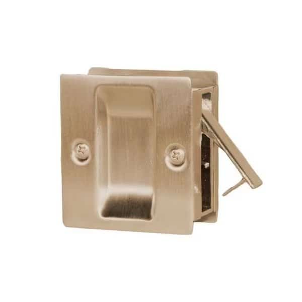 Passage Pocket Door Lock Square Cutout Satin Brass
