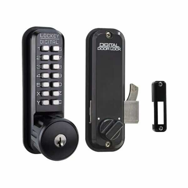 Lockey Mechanical Keyless Surface Mount Hook Bolt with Key Override Jet Black Finish