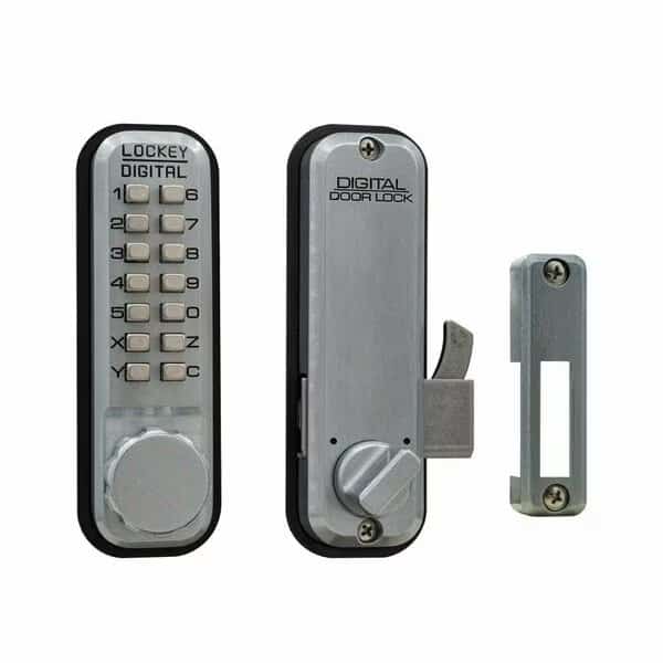 Lockey Mechanical Keyless Surface Mount Hook Bolt Satin Chrome Marine Grade Finish