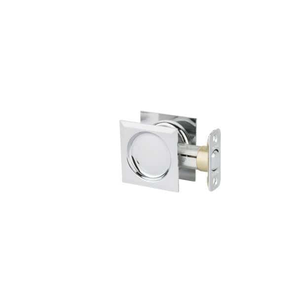 Square Passage Pocket Door Lock Bright Chrome Finish
