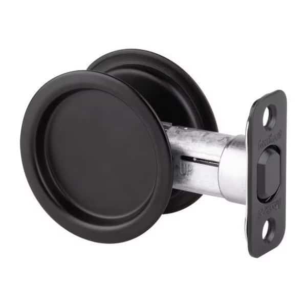 Round Passage Pocket Door Lock Iron Black Finish