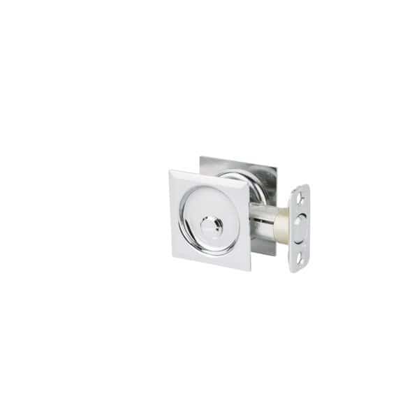 Square Privacy Pocket Door Lock Bright Chrome Finish