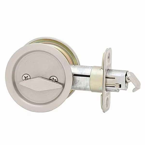 Round Privacy Pocket Door Lock Satin Nickel Finish