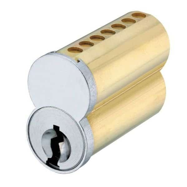 7 Pin Uncombinated Small Format Interchangeable Core with WH Keyway and Clip Retainer Satin Chrome
