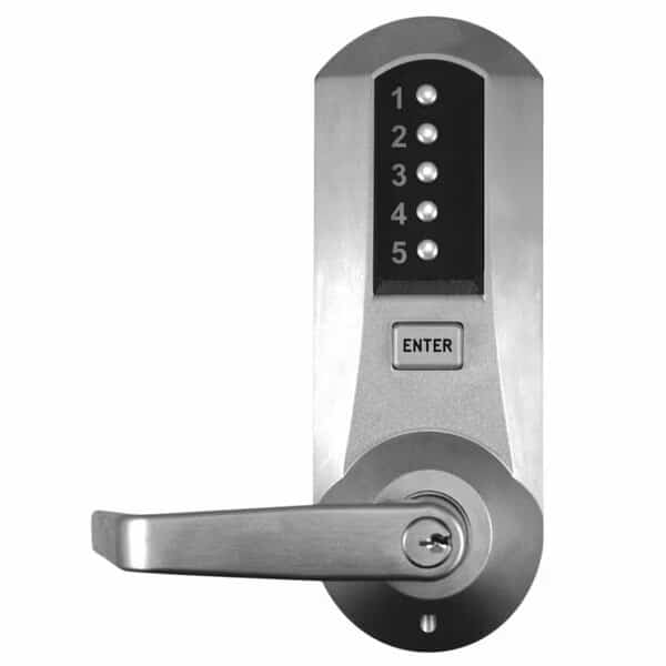 Kaba Mechanical Pushbutton Cylindrical Lock with 2-3/4in Backset; Best Prep and Winston Lever