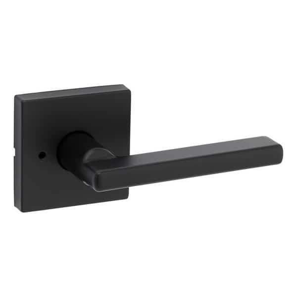 Halifax Lever with Square Rose Privacy Door Lock with 6AL Latch and RCS Strike Matte Black Finish