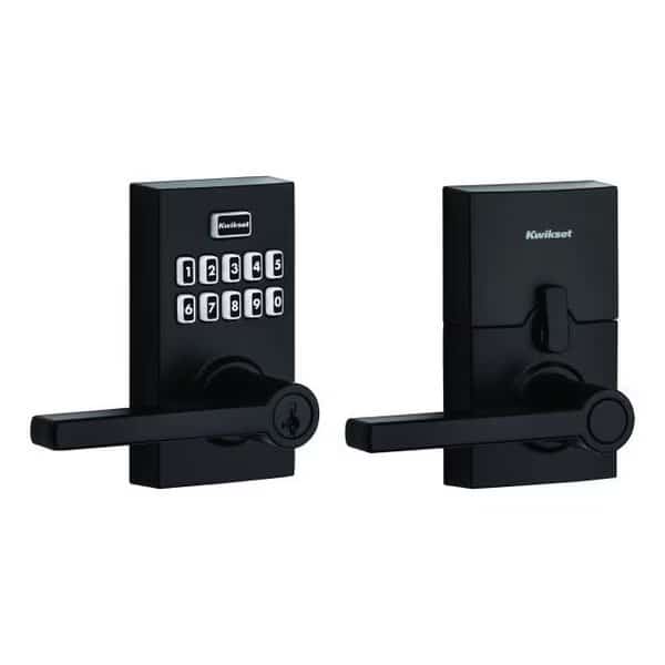 Smartcode Keypad Electronic with Halifax Lever SmartKey with 6AL Latch, RCS Strike Matte Black Finish