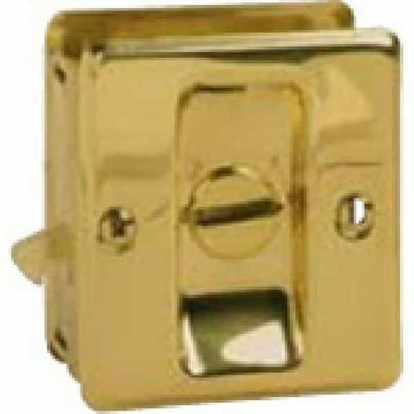 Solid Brass Privacy Sliding Door Pull Bright Brass Finish