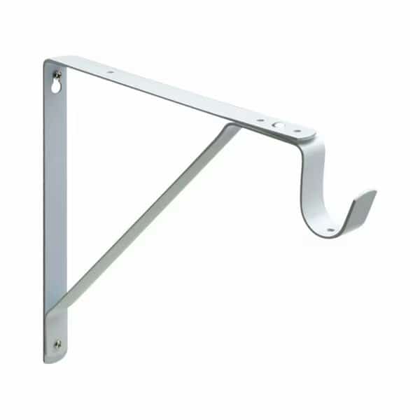 Heavy Duty Fixed Shelf and Rod Support Bracket White Finish
