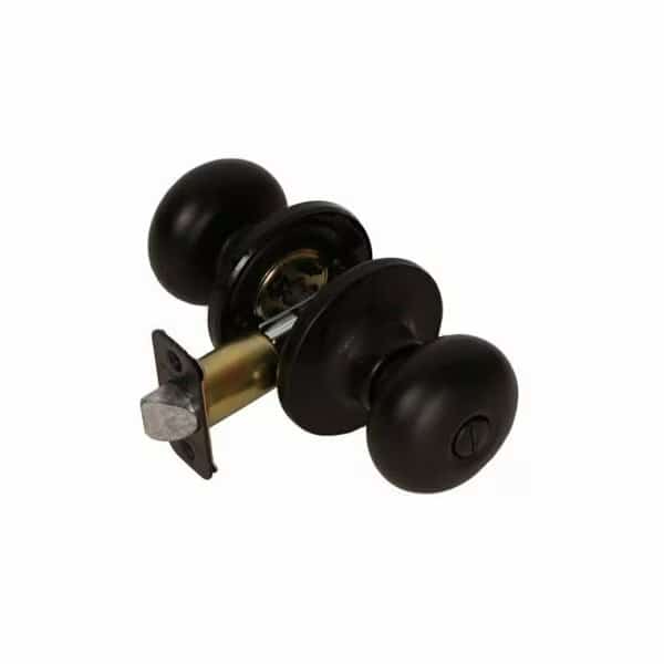 Baron Knob with Round Rose Privacy Lockset Grade 3 Matte Black Finish
