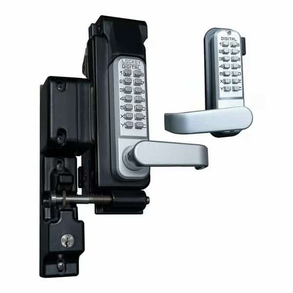 Mechanical Keyless Surface Mount Gate Lock, Double Sided, Satin Chrome
