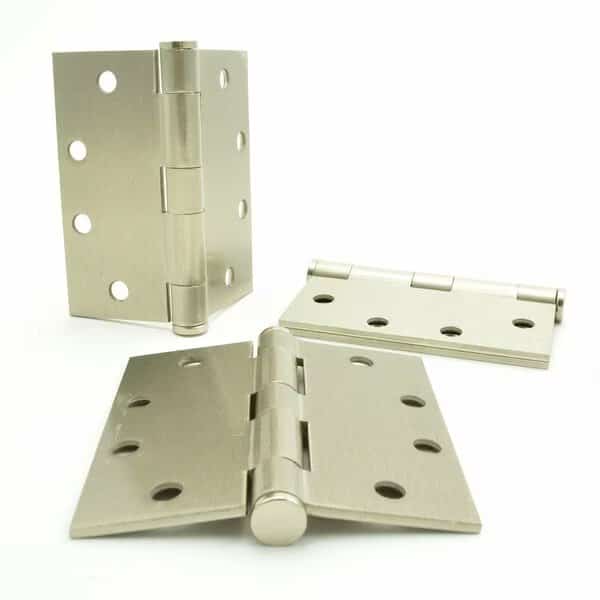 4-1/2in x 4-1/2in Square Corner Plain Bearing Hinge Satin Nickel Finish