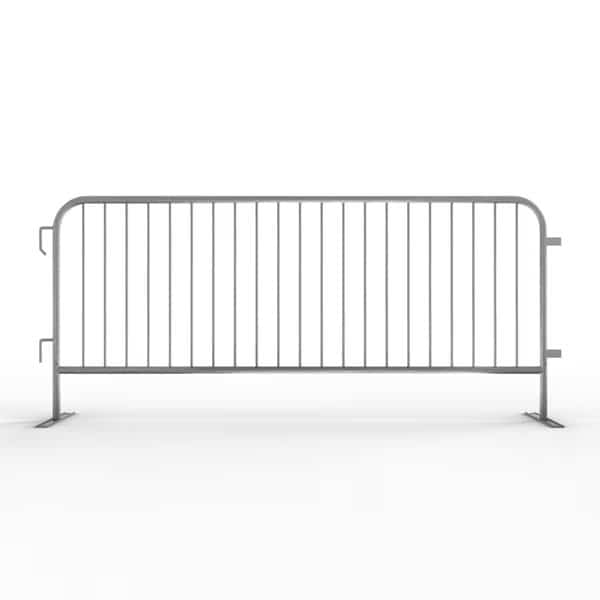 Steel Barricade, Powder Coating Steel, 44 in. Height, 8.5 ft. Length, 44 lb., Silver