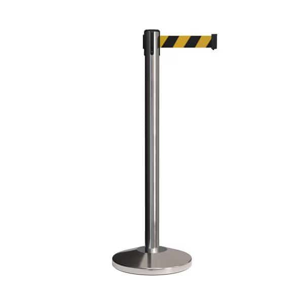 Stanchion Belt Barrier Pol.Steel Post 11ft. Blk/Ye Belt