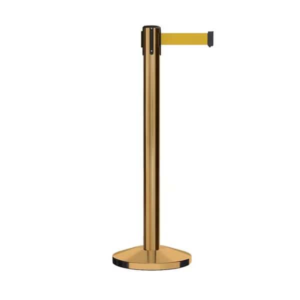 Stanchion Belt Barrier Sat.Brass Post 16ft. Yellow Belt
