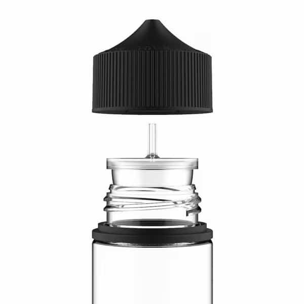 100 Ml Pet Cylinder Clear, Round, Special , Nozzle, Opaque Black Crc/Te Cap