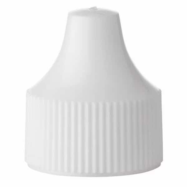 20-410 White  P/P Continuous Thread Closure, Ribbed Skirt, Dropper Cap W/ Extended Tip